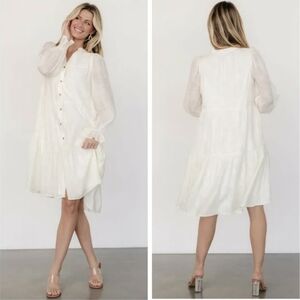 Baltic Born Breanna Button Down Cream Midi Dress Size Medium NWT